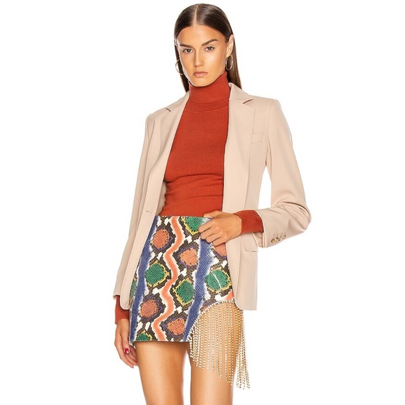 AREA Dresses & Skirts - NWT AREA NYC crystal fringe rainbow snake print leather mini skirt
